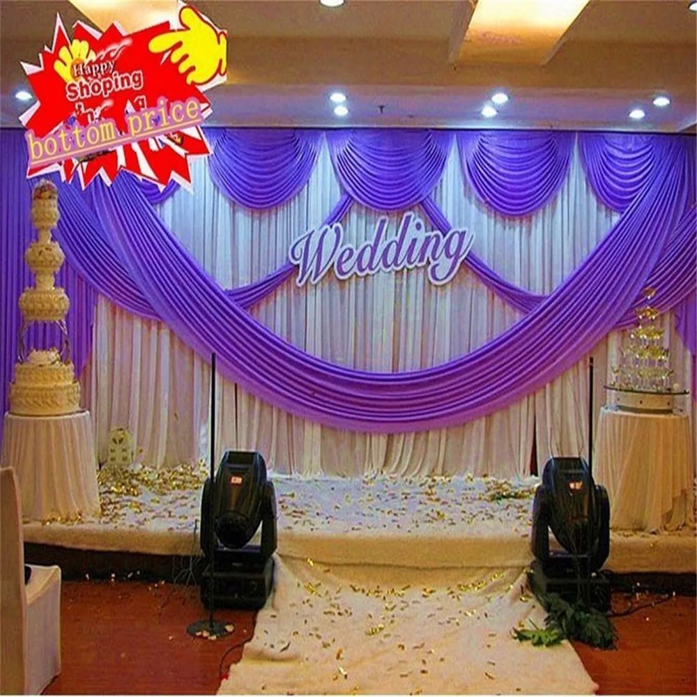 

3mX6m (10 футов X 20 футов) ледяной шелк красочный свадебный фон занавеска украшение для событий фиолетовый свадебный сценический фон драпировка...