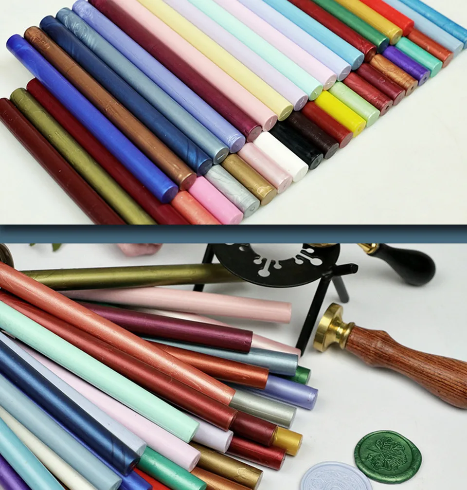 Palo de cera de sellado sin cable, 10 piezas, cil&iacute;ndrico, para sellado de letras, columna Vintage-3