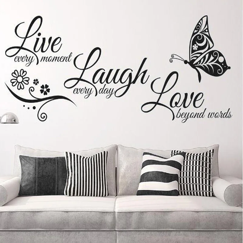 Живой смех любовь настенная художественная наклейка цитата Виниловая на стену