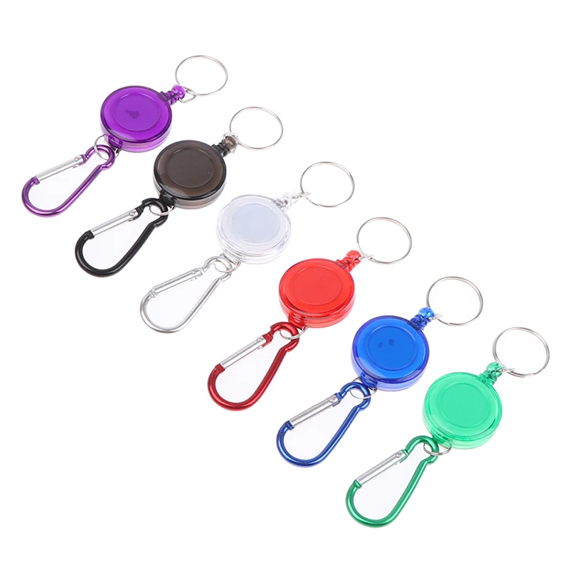 

Line Retractable Key Chain Badge Reel - Recoil Carabiner ID Ski Pass Owner Telescopic Keychain High Quality