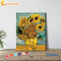 chenistory oil painting by numbers van gogh sunflower flower handpainted diy picture gift drawing canvas kits home decoration