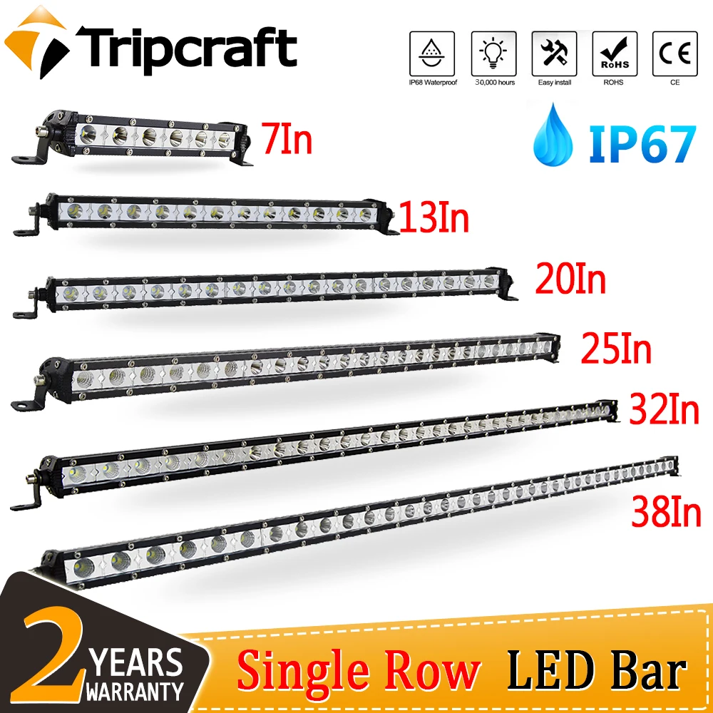 Тонкая Однорядная светодиодная световая панель Tripcraft 7 &quot13&quot 20 &quot25&quot 32 &quot38