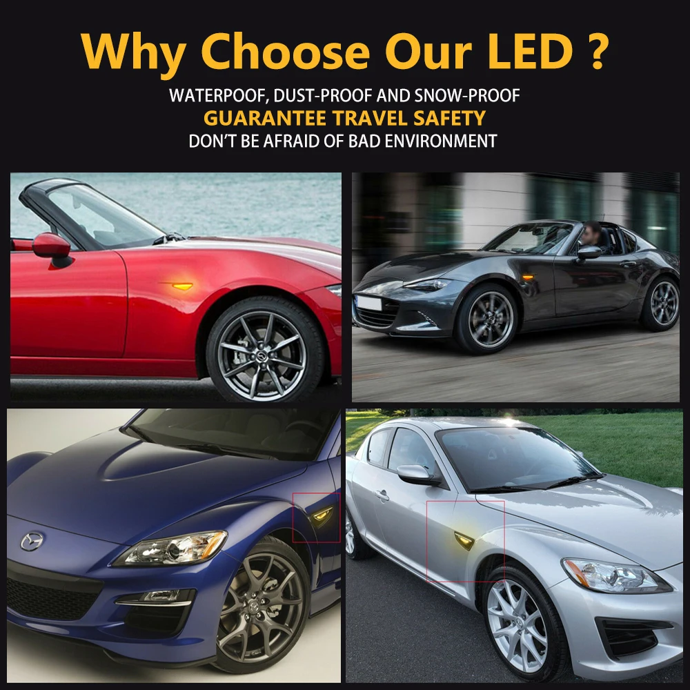 

Dynamic Amber LED Front Side Marker Light For Mazda 5 Premacy / 6 Atenza / MX-5 Miata / RX-8 / Fiat 124 Spider / Nissan Lafesta