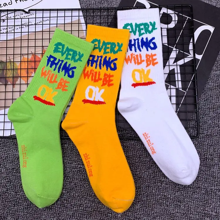 Носки до середины голени для взрослых каждая вещь Everything Will Be OK хорошо слово