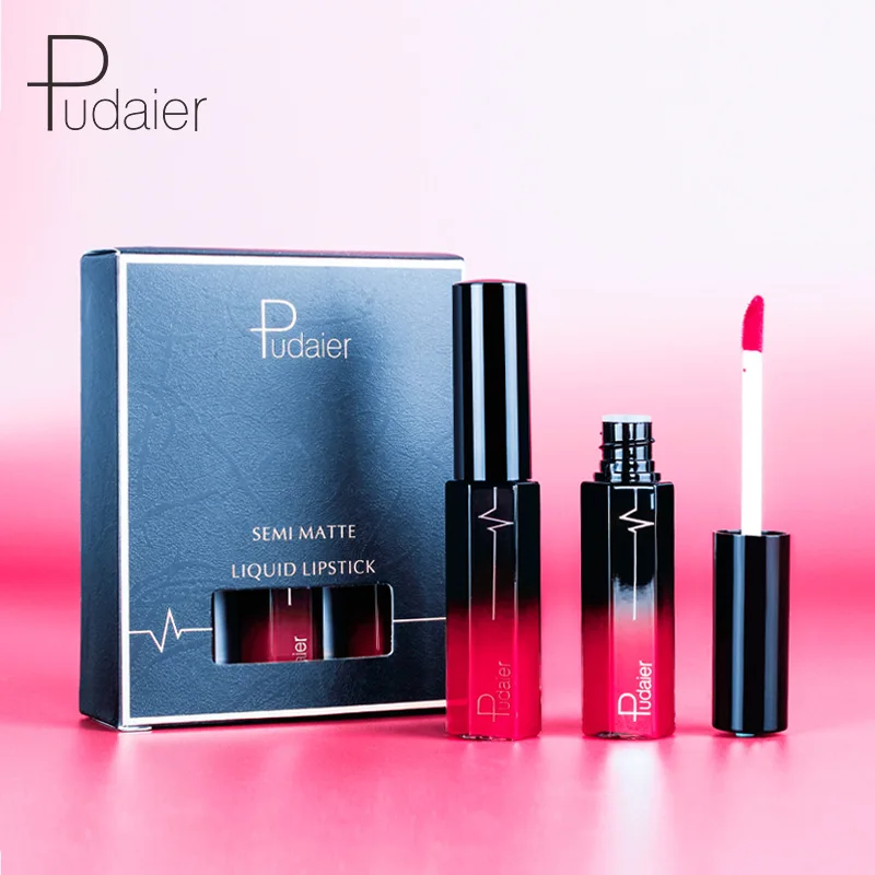 Pudaier Tricolor Lip Glaze Matte Fog Lip Gloss Lasting Non-decolorizing Liquid Lipstick Gift Set Makeup Cosmetic Hot Selling