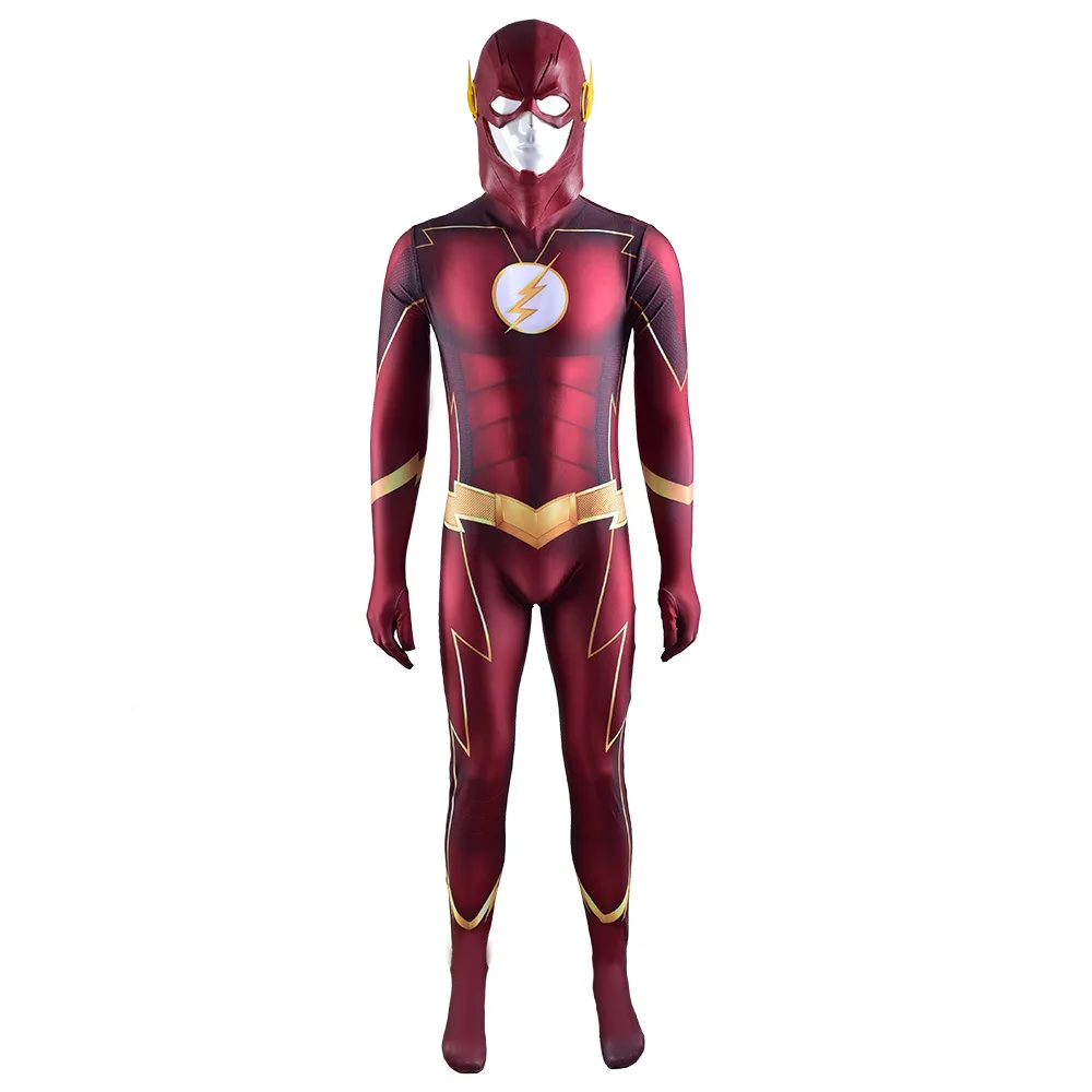 Флэш-костюм для косплея с 3D оттенком лайкра Хэллоуин супергерой Барри Аллен
