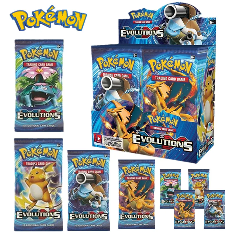 ¡Pokemon XY evoluciones en Stock! Juego de cartas coleccionables, paquete de refuerzo de 324 piezas/boxTrading, evoluciones, juego de cartas comerciales, Juguetes