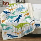 Мягкое пушистое одеяло BeddingOutlet с динозаврами, одеяло из Юрского периода на заказ, одеяло с разноцветной шерпой, мультяшное одеяло
