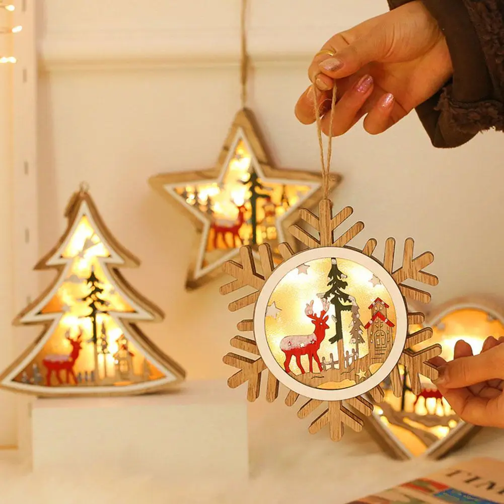 1 шт. веселая Рождественская гирлянда для дома деревянный полый орнамент