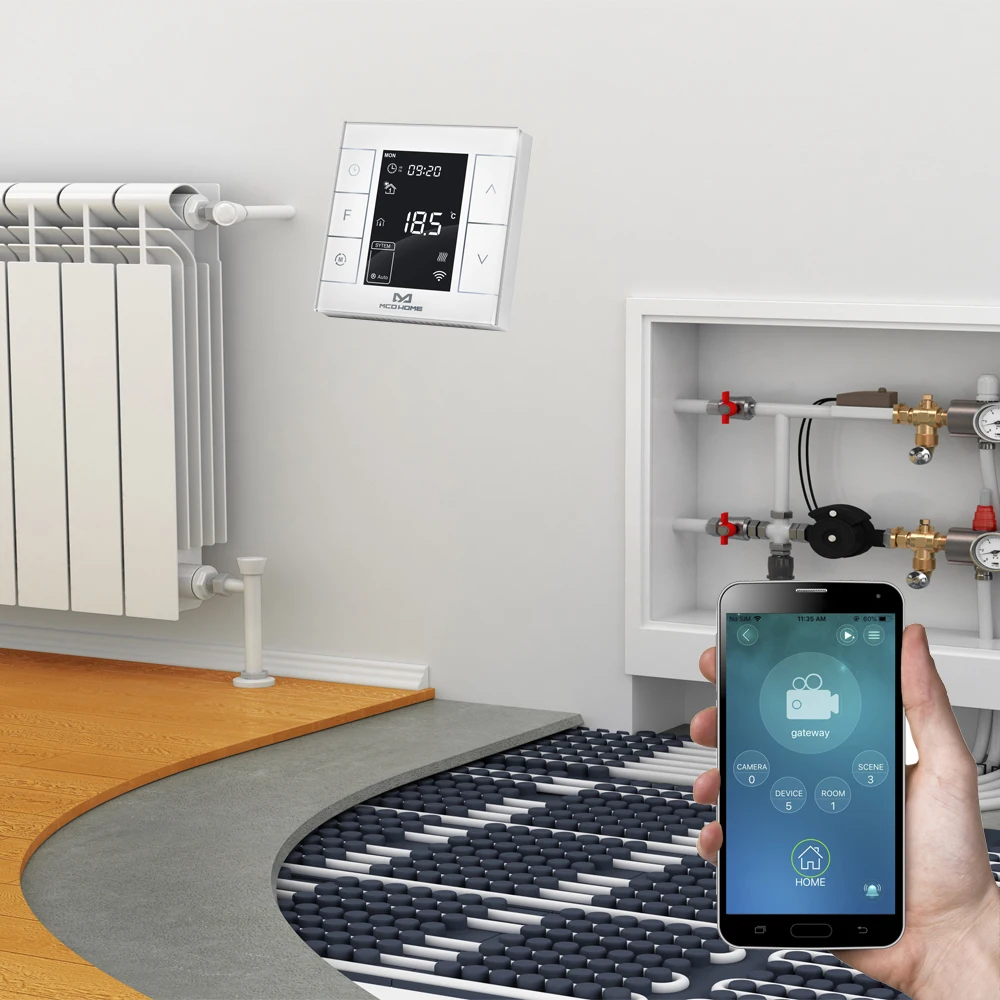 Умный домашний термостат Z Wave Plus для воды/электрического отопления