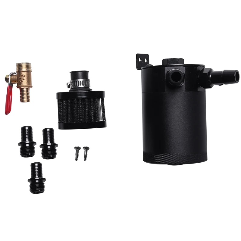 Universal Racing Baffled 3-Port Oil Catch Can Tank Air Separator with Removable Valve | Автомобили и мотоциклы