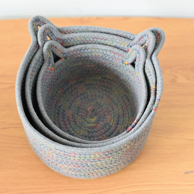 Корзина для хранения из хлопчатобумажной веревки органайзер косметики складной