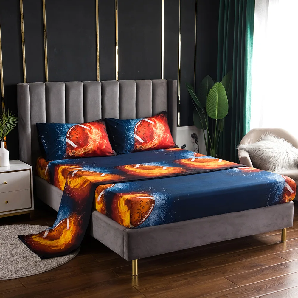 

cover duvet set 3/4pcs Sheet Set Ball Games Printing Bedding Set Soft Bed Set Fitted Pillowcase Twin Full Queen King