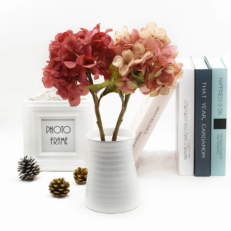 1 pieces Artificial hydrangea bouquet with leaves Wedding Home decoration accessories DIY Flower arrangement Bonsai Potted plant | Дом и сад