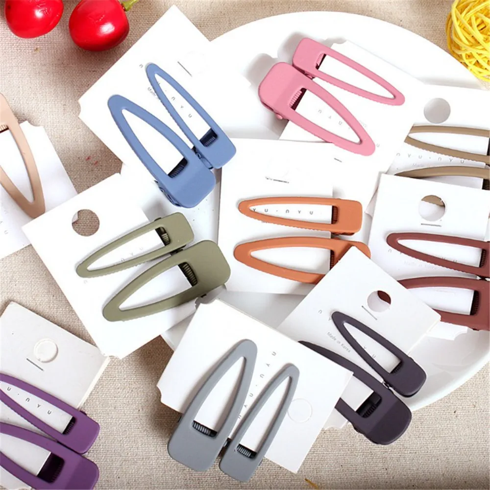 

2PCS BB Hairpins Bangs Hair Clips Metal Scrub Hair Barrettes Clips Women Girls Hairgrips Korean Style Hair Styling Accessories