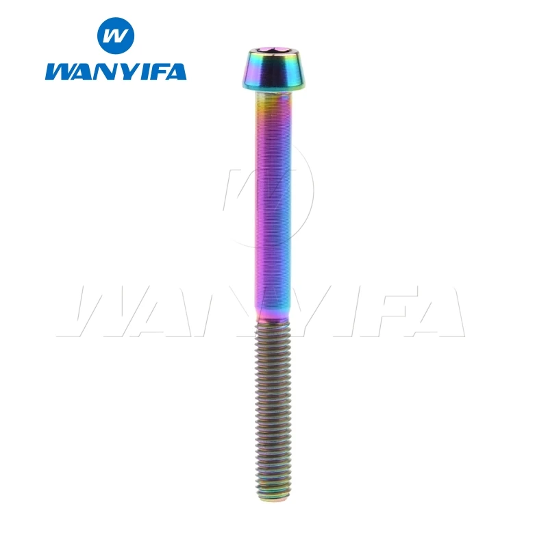 M5x55 Rainbow Wanyifa Винт С Титановым болтом M5x9 15, 16, 18, 20, 25 30 35, 40 45 50 55 60 мм конической головкой для велосипеда кронштейн руля велосипеда части - Цвет: M5x55 Rainbow
