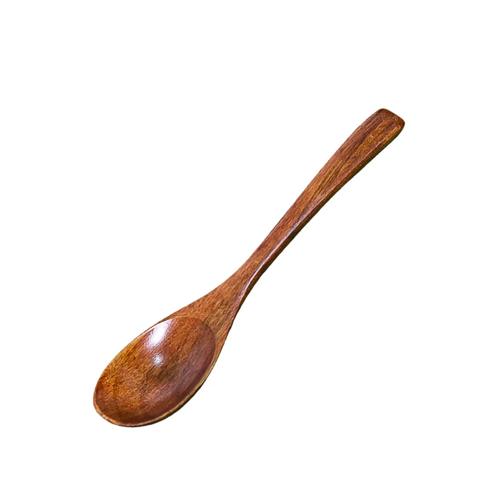 

6pcs Wood Soup Spoon Set Coffee Spoon Long Handle Natural Wood Table Spoons for Eating Mixing Stirring Cooking