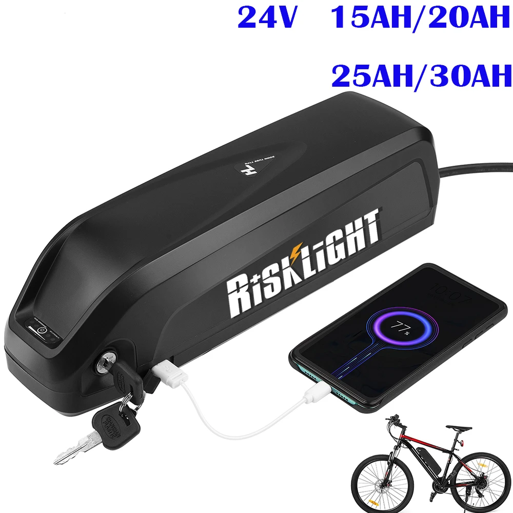 

24 Volt 250w 350w down tube Hailong type ebike battery 24v 15ah 20ah 30ah 7S 18650 li ion battery pack for e bike with charger