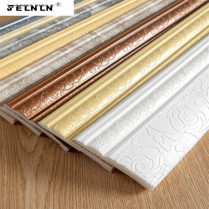 Золотой Серебряный 3d пенопластовый стикер на стену линия талии Полоска край фон