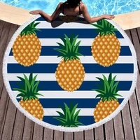 multiple patterns with tassels round printed beach towel microfiber soft hand feeling picnic blanket