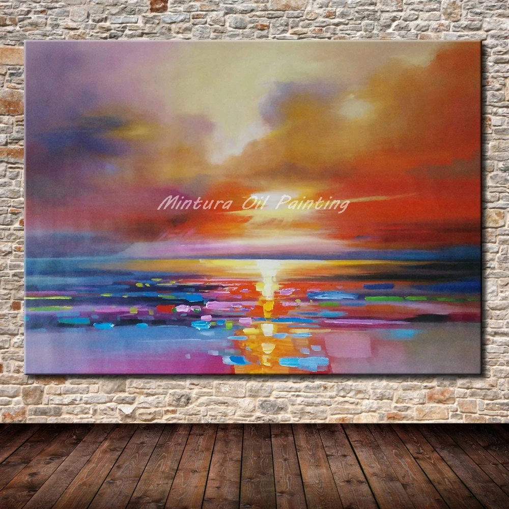 

Mintura Handwork Home Indoor Decoration Artwork Modern Abstract Landscape Oil Paintings Sitting Room Canvas Frameless Pictures