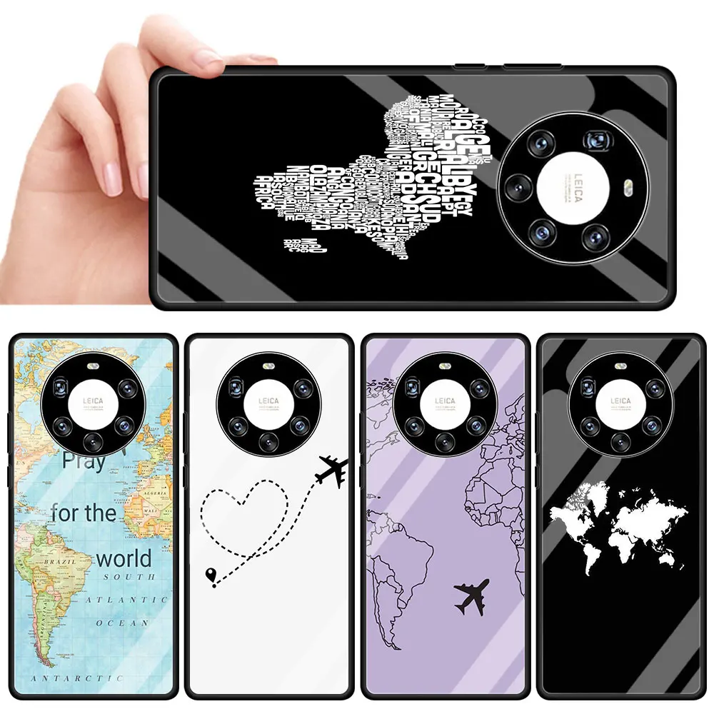 

World Map Travel Just Go Glass Call Phone Case For Samsung S20 FE S21 Ultra S10 5G S9 Plus S10e S8 Smartphone Cover Coque Capa