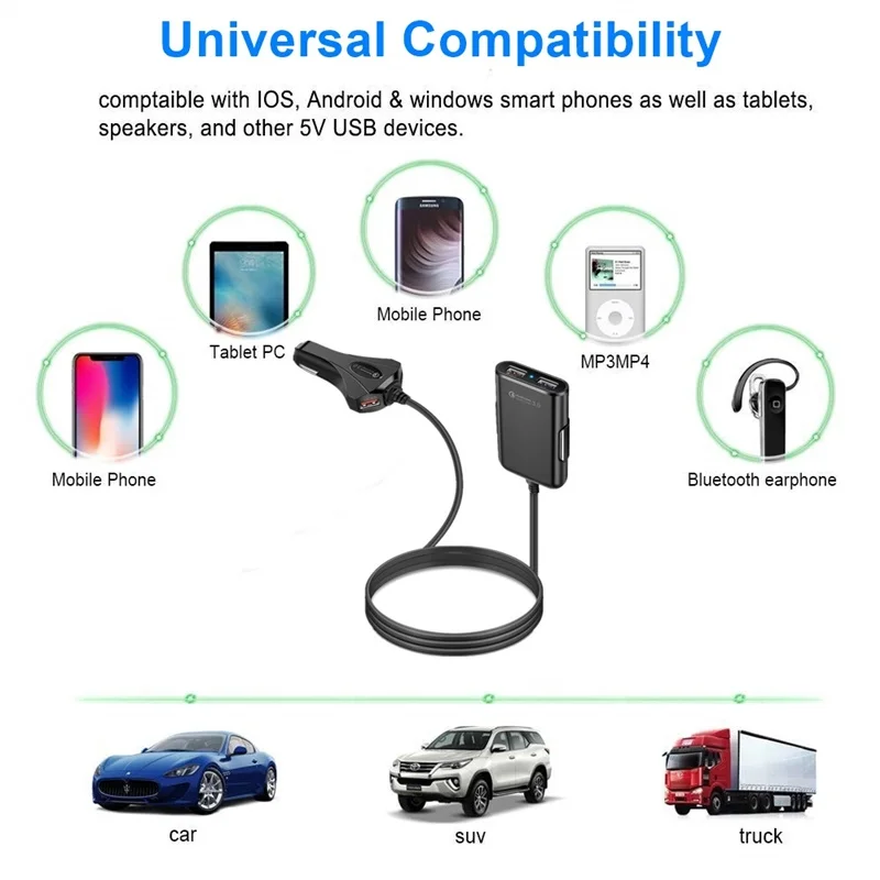 Автомобильное зарядное устройство с несколькими Usb-портами 3 0 А | Мобильные