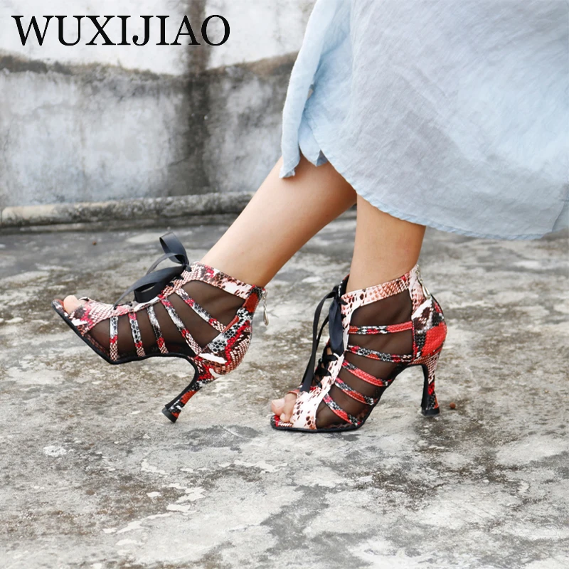 WUXIJIAO/Новинка красные и белые мягкие туфли для танцев из искусственной кожи со