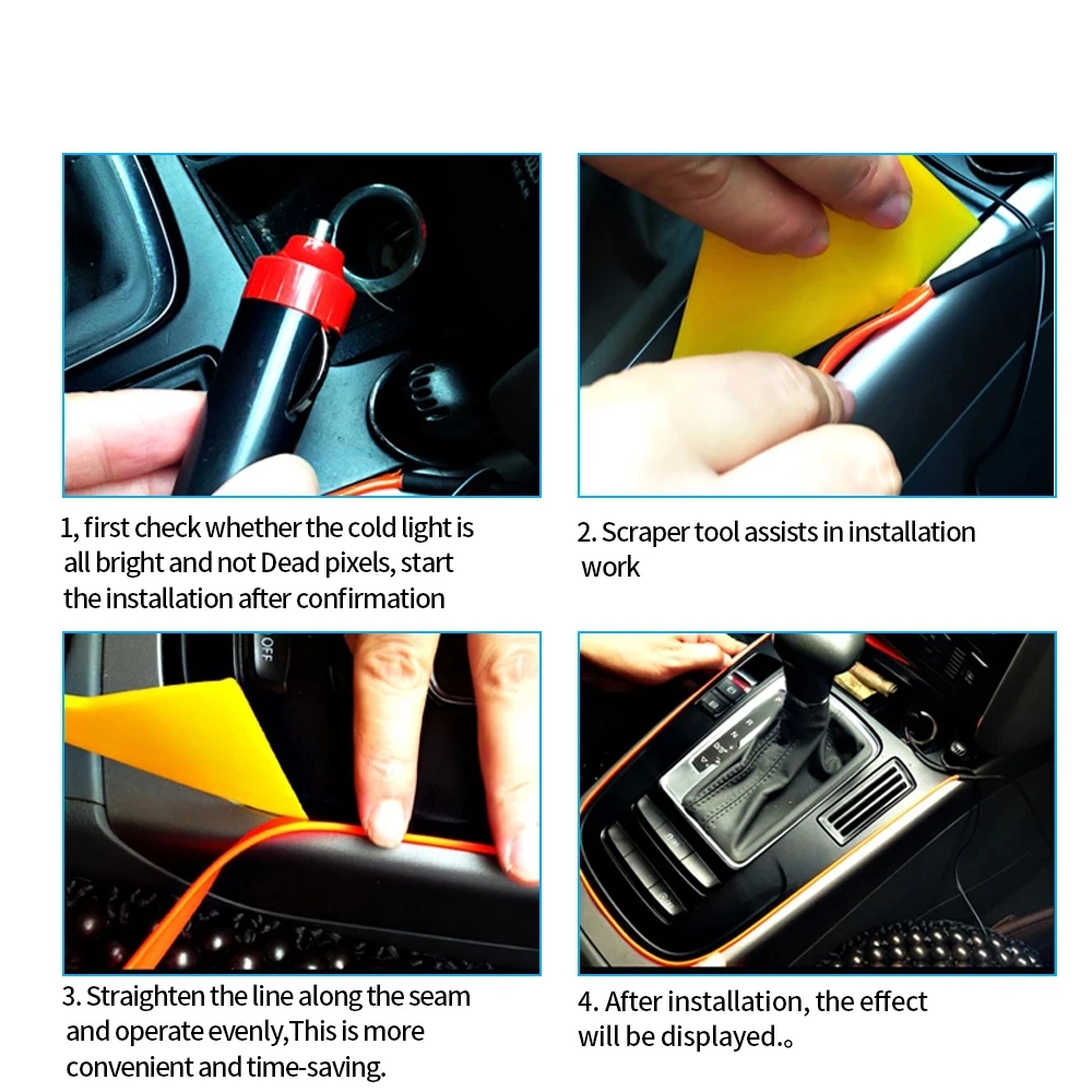 1M/2M/3M/5M Car Interior Led Decorative Lamp EL Wiring Neon Strip For Auto DIY Flexible Ambient Light USB Party Atmosphere Diode |