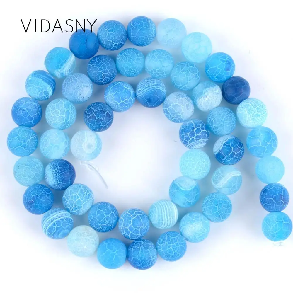 

Lake Blue Frost Cracked Agates Natural Stone Beads For Jewelry Making 4 6 8 10 12mm Round Loose Beads Diy Necklace Bracelet 15''