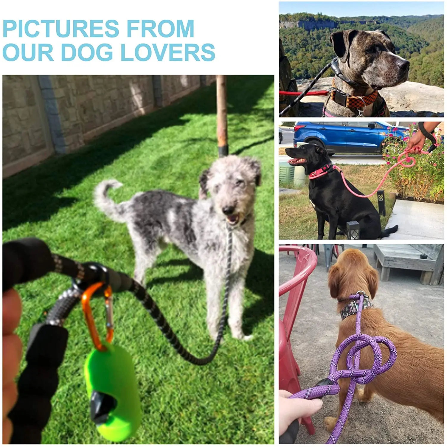 Поводок-скользящий для собак светоотражающая прочная тренировочная веревка с