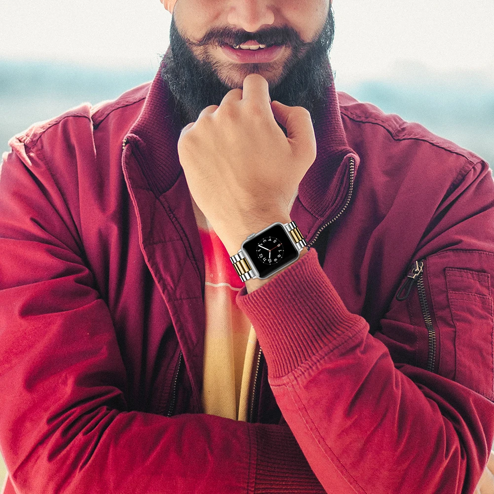 Металлический ремешок сменный Браслет из нержавеющей стали для Apple watch 7 45 мм 44 42 40