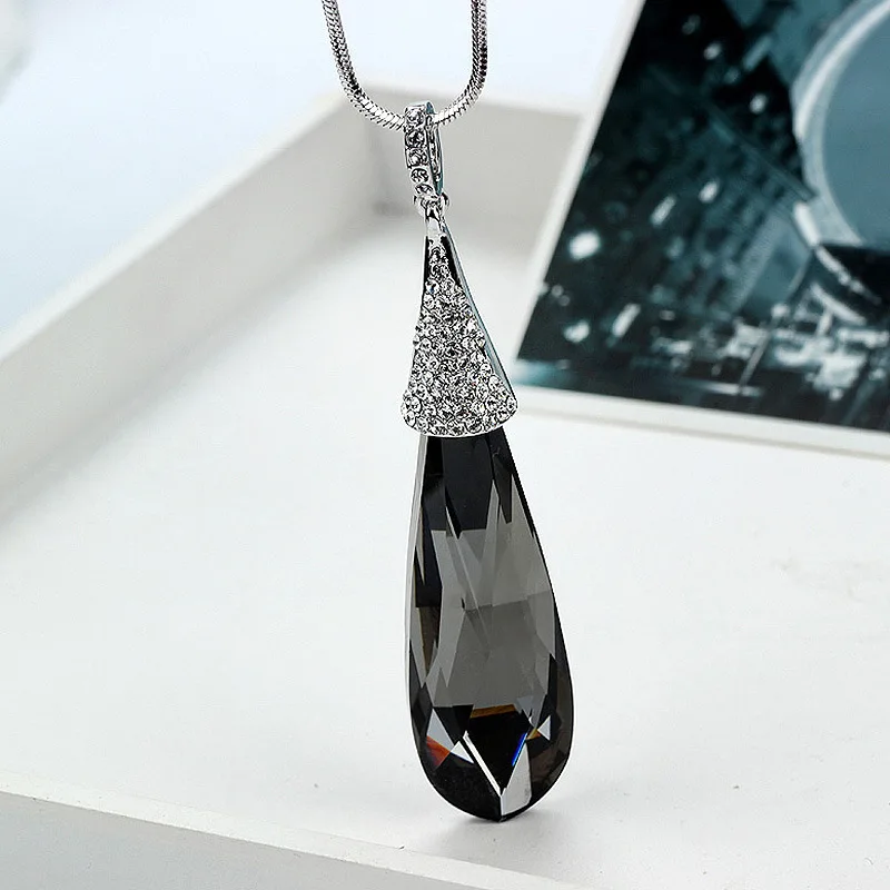 Модное ожерелье с подвеской в форме капли воды LWMMD ювелирные изделия синим