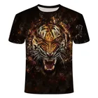 Футболка мужская с 3D-принтом тигра, модная Повседневная рубашка с коротким рукавом и круглым вырезом, уличные топы, Спортивная рубашка для мужчин и женщин, на лето