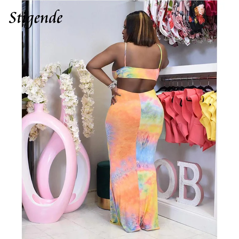 

Stigende Summer Spaghetti Strap Patchwork Dress Women Sexy Sleeveless Long Maxi Dress Fashion Print Bodycon V Neck Sundress