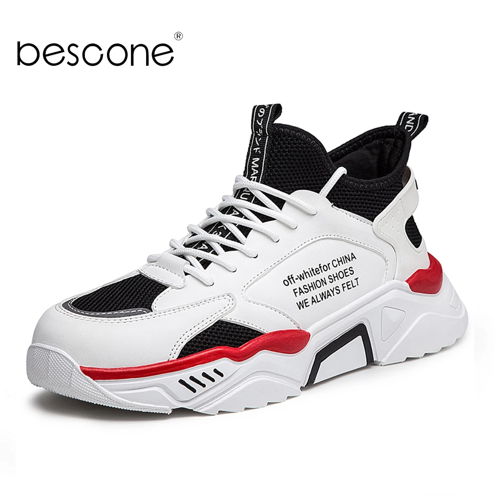 BESCONE/мужские кроссовки Уличная обувь с высоким берцем дышащая сетка толстая