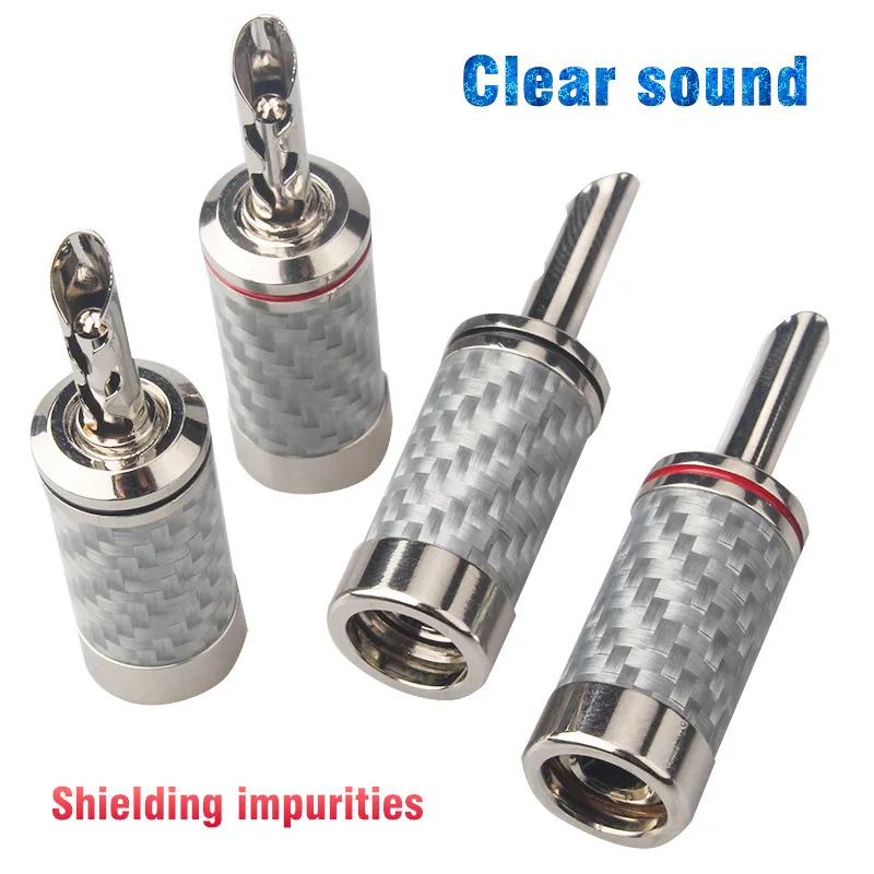 

Black / White carbon fiber pure copper rhodium plated banana plug with teeth hifi audio speaker cable plug