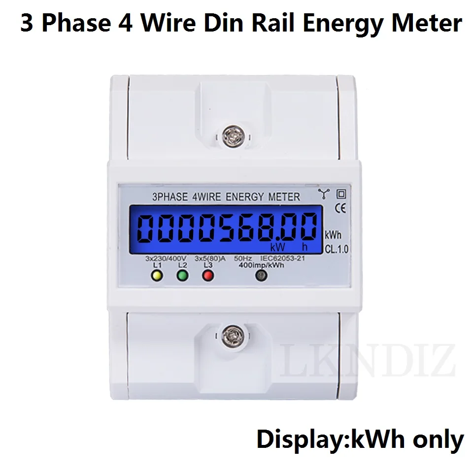 Din Rail 3 фазы 4 провода счетчика энергии метр электронный счетчик Мощность