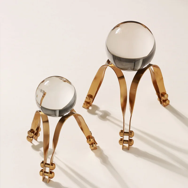

Modern Golden Metal Bracket With Crystal Ball Ornament Decorations Home Living Room Office Table Window Ornament Art Crafts Gift