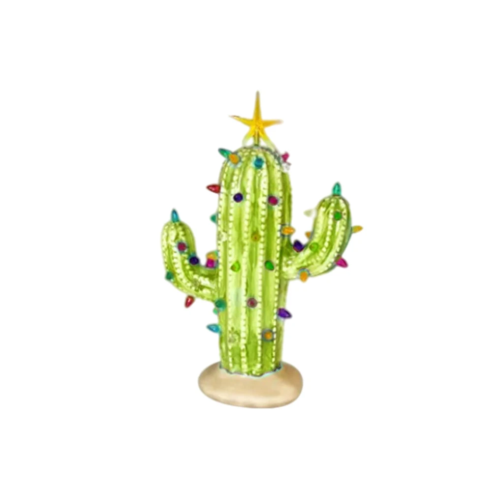 

Полимерный Рождественский кактус с подсветкой, винтажные ностальгические рождественские кактусы, рождественские украшения