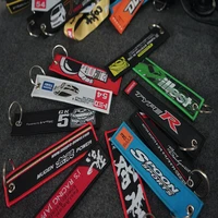 jdm racing rock fashion tags keychain rectangle polyester embroidery motorcycle auto key ring car accessories