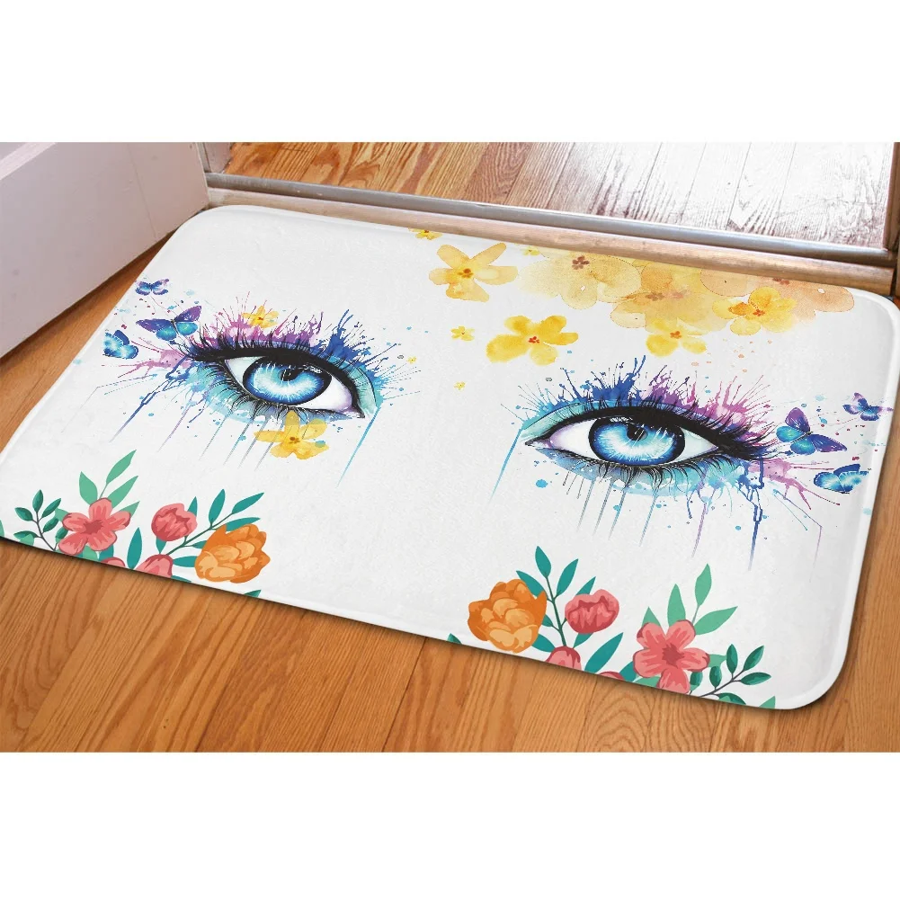 

Anti-slip Bath Mat Women Eyelash Eye Printed Flannel Carpet for Living Room Cute Rug Home Decor Indoor Soft Plush Doormat