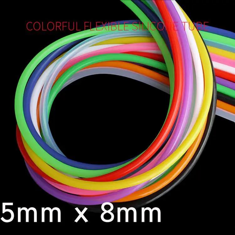 

Colorful Flexible Silicone Tube ID 5mm x 8mm OD Food Grade Non-toxic Drink Water Rubber Hose Milk Beer Soft Pipe Connector