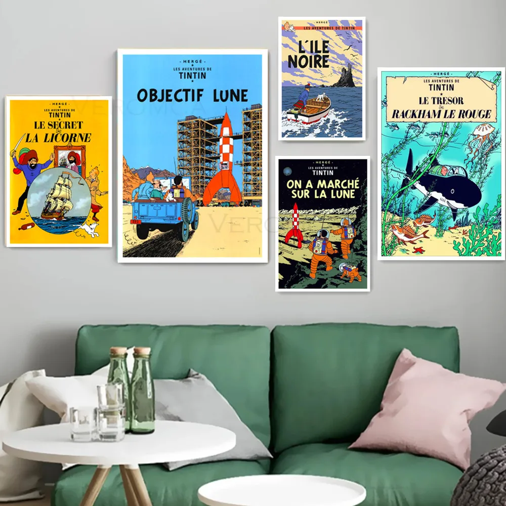 Tintin постер поп-арт Rocket холст печать картина французские комиксы Приключения для