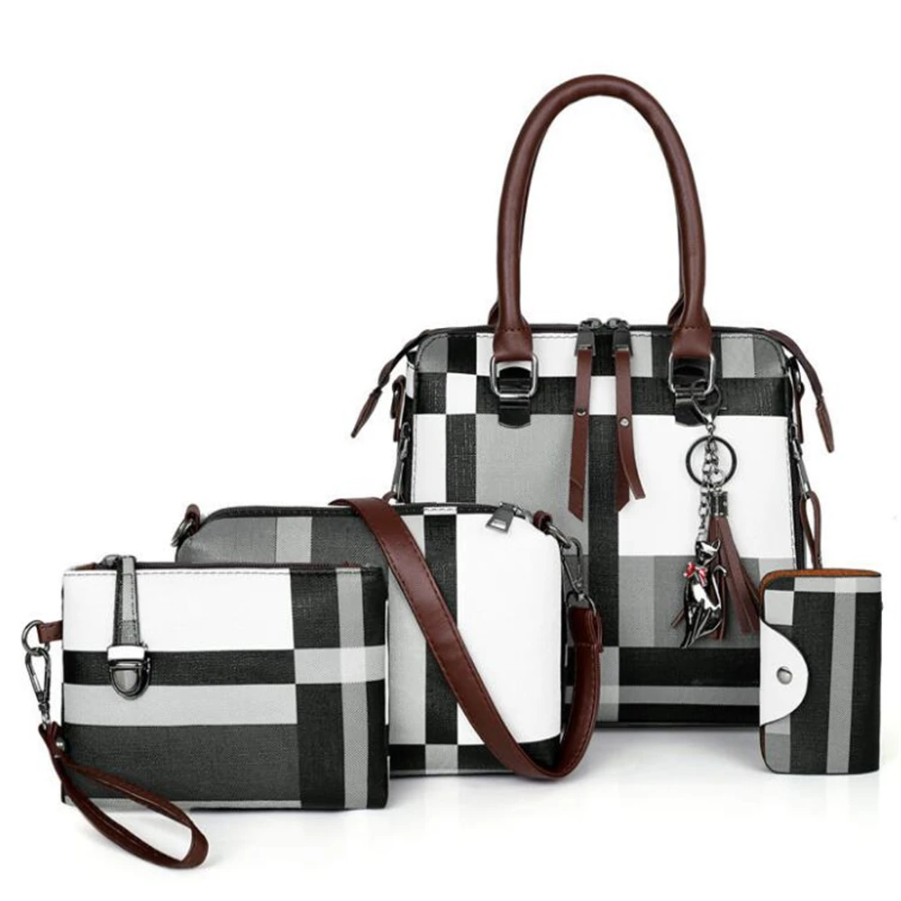 4 шт. сумки женская сумка в комплекте модная из искусственной кожи одноцветная