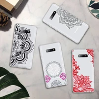 mandala lace flower phone case transparent for samsung galaxy a71 a21s s8 s9 s10 plus note 20 ultra