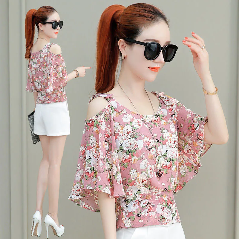 Женские шифоновые Блузы с открытыми плечами на весну и лето повседневные женские