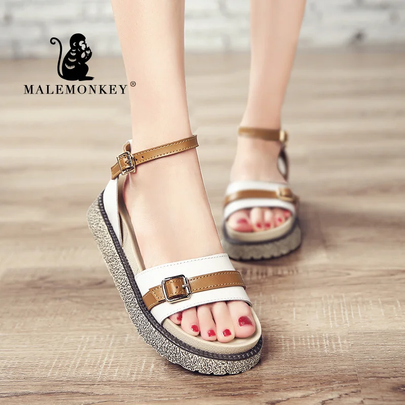 Женские сандалии MALEMONKEY коричневые на платформе и каблуке лето 1082 2020|Боссоножки