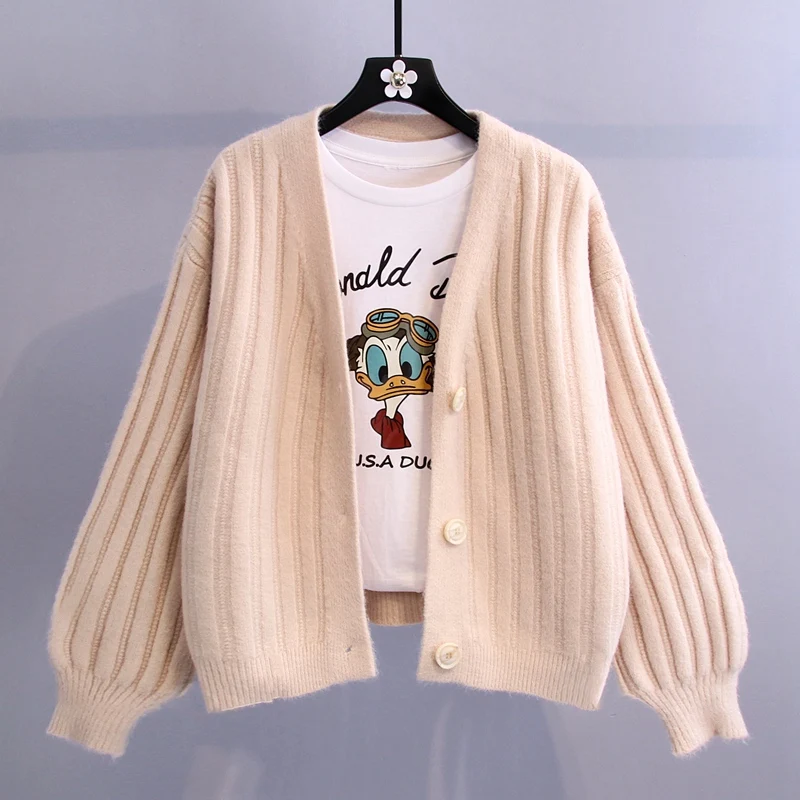 

Sweater cardigan jacket women 2022 autumn and winter fashion temperament new Korean loose long-sleeved v-neck sweater
