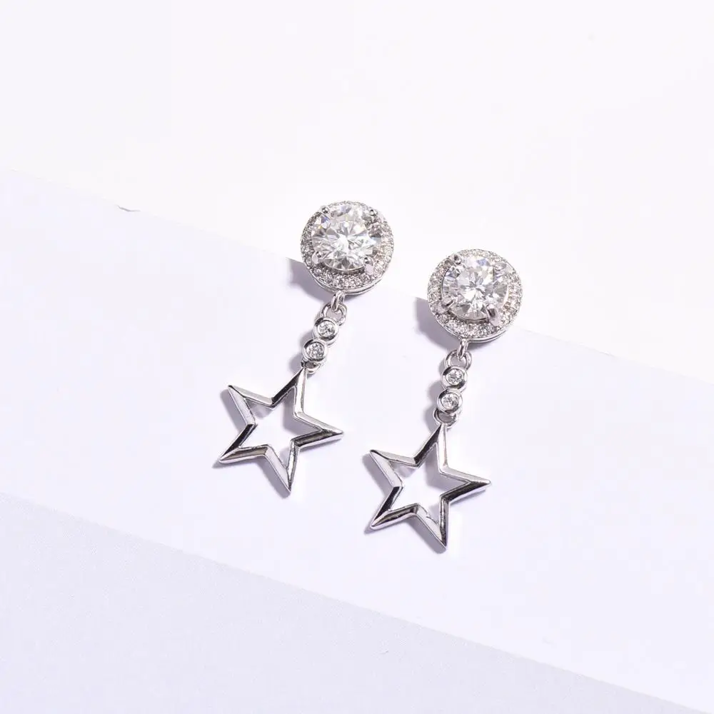 Серьги пусеты с бриллиантами 2 карата 1 карат D Moissanite Star серебро 925 пробы корейские